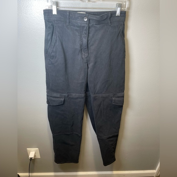 Wilfred Free Aritzia Women's Cargo Black Denim‎ Straight Leg Pants Size 6 - Picture 2 of 5